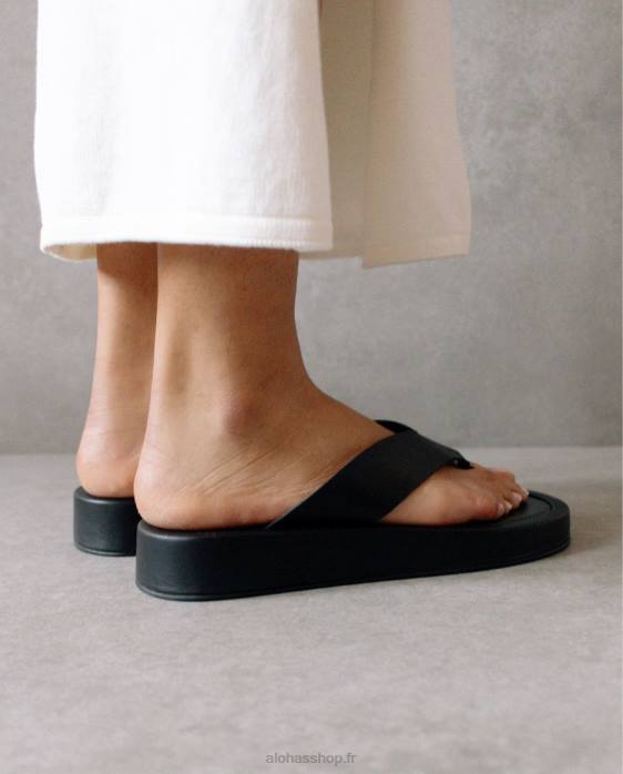 femmes noir P64N450 Alohas couvert - sandales en cuir noir