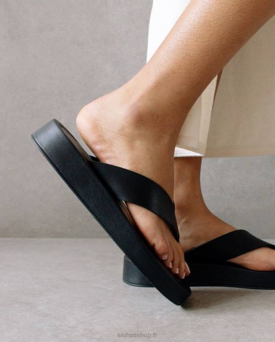 femmes noir P64N450 Alohas couvert - sandales en cuir noir