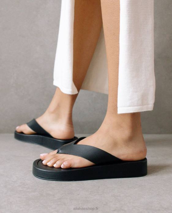 femmes noir P64N450 Alohas couvert - sandales en cuir noir