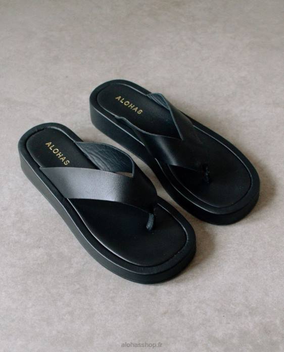 femmes noir P64N450 Alohas couvert - sandales en cuir noir