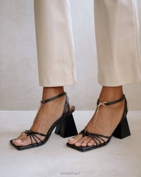 femmes noir P64N471 Alohas cactus - sandales en cuir noir