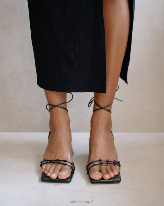 femmes noir P64N487 Alohas genévrier - sandales en cuir noir