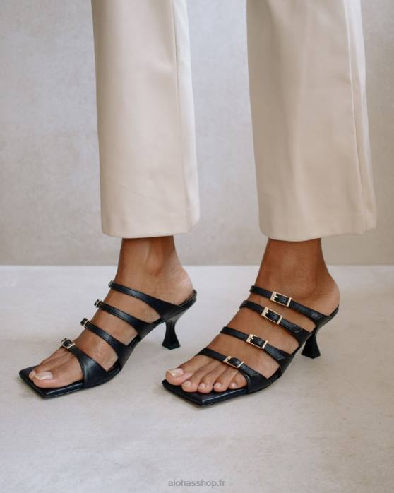 femmes noir P64N516 Alohas piquant - sandales en cuir noir