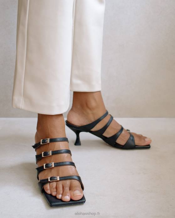 femmes noir P64N516 Alohas piquant - sandales en cuir noir