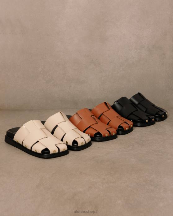 femmes noir P64N529 Alohas stuart - mules en cuir noir