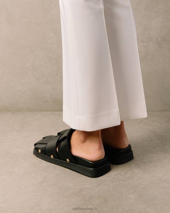 femmes noir P64N529 Alohas stuart - mules en cuir noir