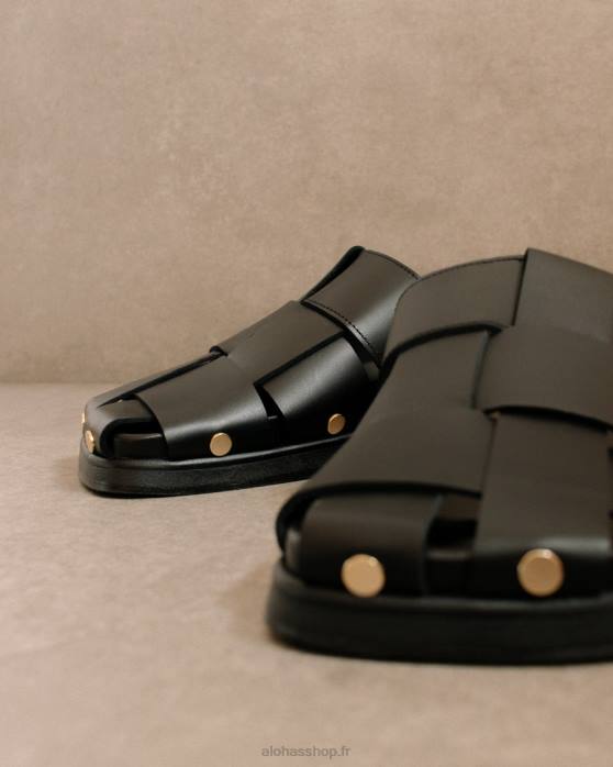 femmes noir P64N529 Alohas stuart - mules en cuir noir