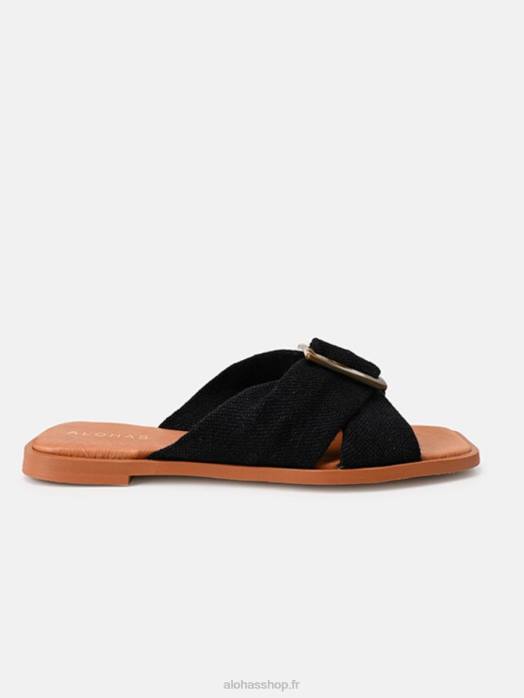 femmes noir P64N542 Alohas samba - ballerines en cuir noir