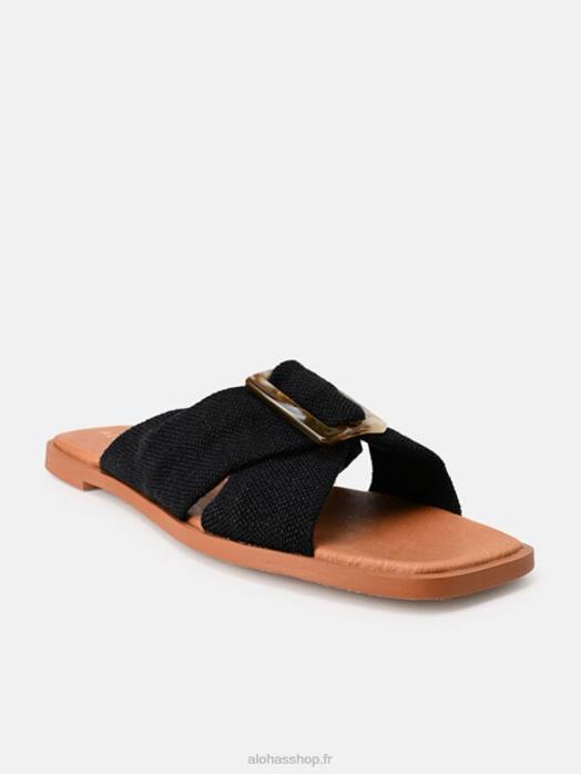 femmes noir P64N542 Alohas samba - ballerines en cuir noir