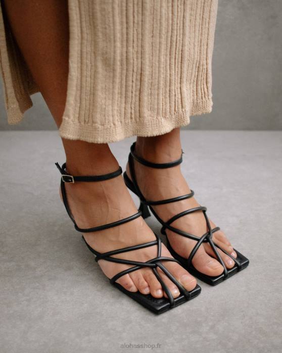 femmes noir P64N591 Alohas ginza - sandales en cuir noir