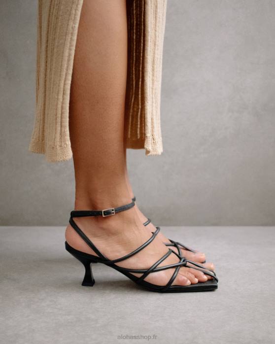 femmes noir P64N591 Alohas ginza - sandales en cuir noir
