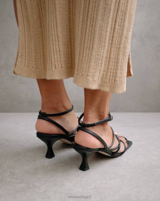 femmes noir P64N591 Alohas ginza - sandales en cuir noir