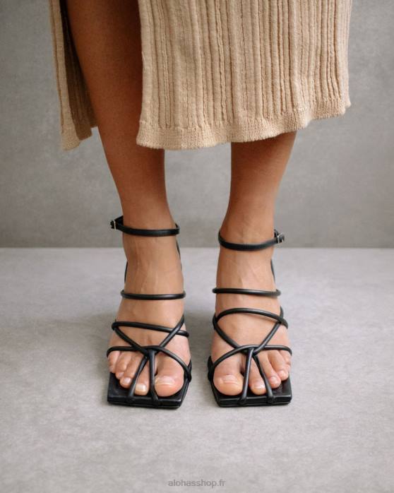 femmes noir P64N591 Alohas ginza - sandales en cuir noir