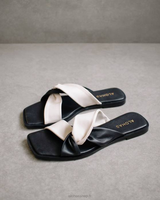 femmes noir blanc cassé/blanc P64N443 Alohas nomade - sandales en cuir noir et blanc