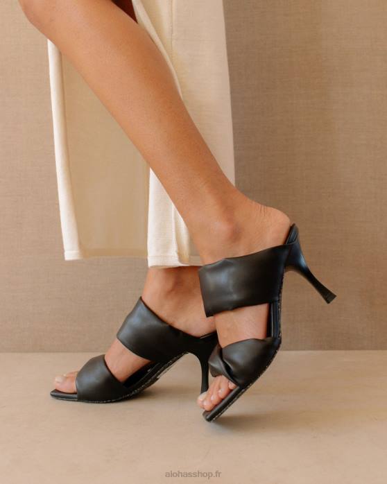 femmes noir/noir de maïs P64N429 Alohas twist strap corn - mules en cuir vegan noir