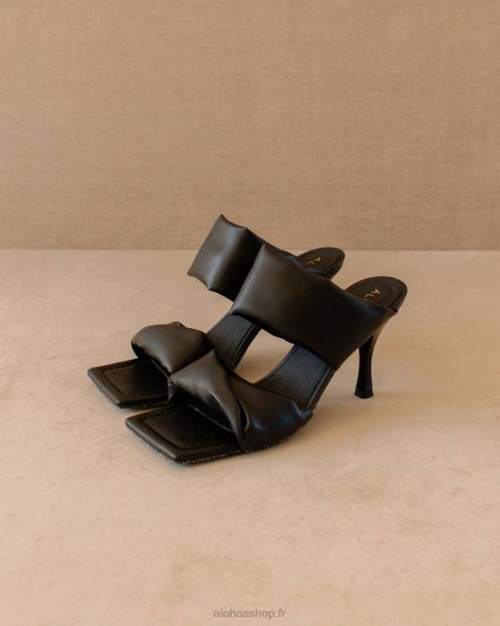 femmes noir/noir de maïs P64N429 Alohas twist strap corn - mules en cuir vegan noir