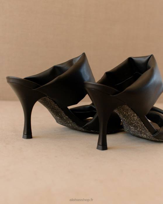 femmes noir/noir de maïs P64N429 Alohas twist strap corn - mules en cuir vegan noir