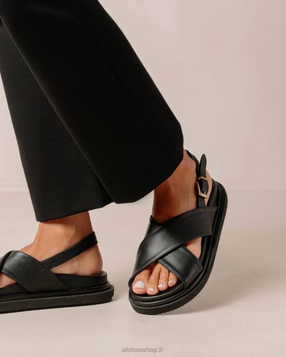 femmes noir total P64N123 Alohas marshmallow - sandales en cuir noir total