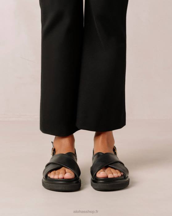 femmes noir total P64N123 Alohas marshmallow - sandales en cuir noir total