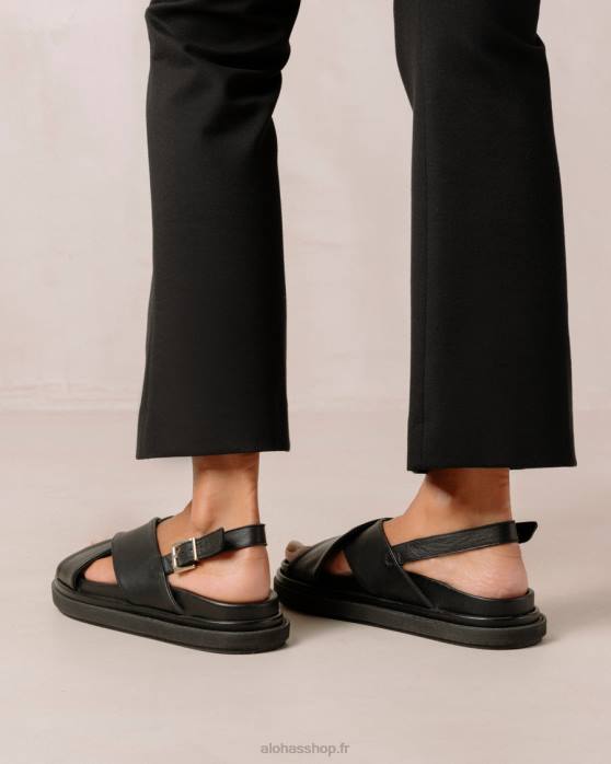 femmes noir total P64N123 Alohas marshmallow - sandales en cuir noir total