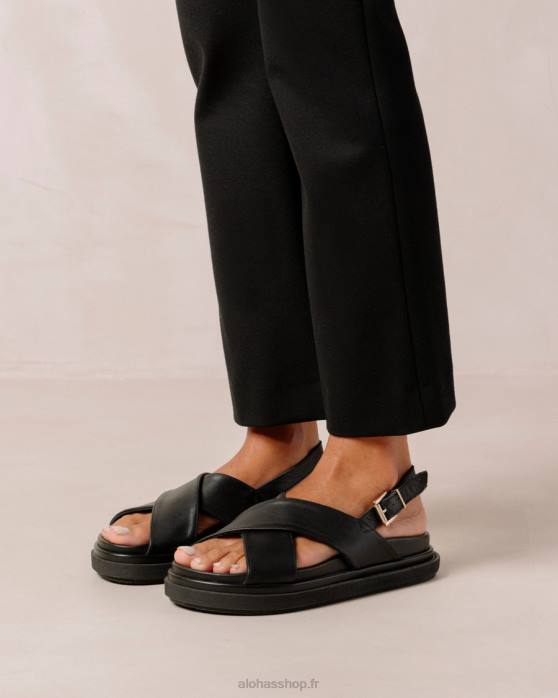 femmes noir total P64N123 Alohas marshmallow - sandales en cuir noir total