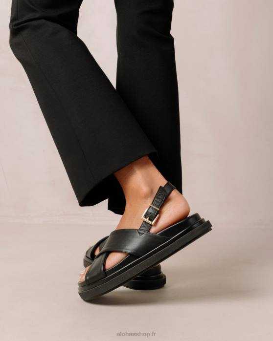 femmes noir total P64N123 Alohas marshmallow - sandales en cuir noir total