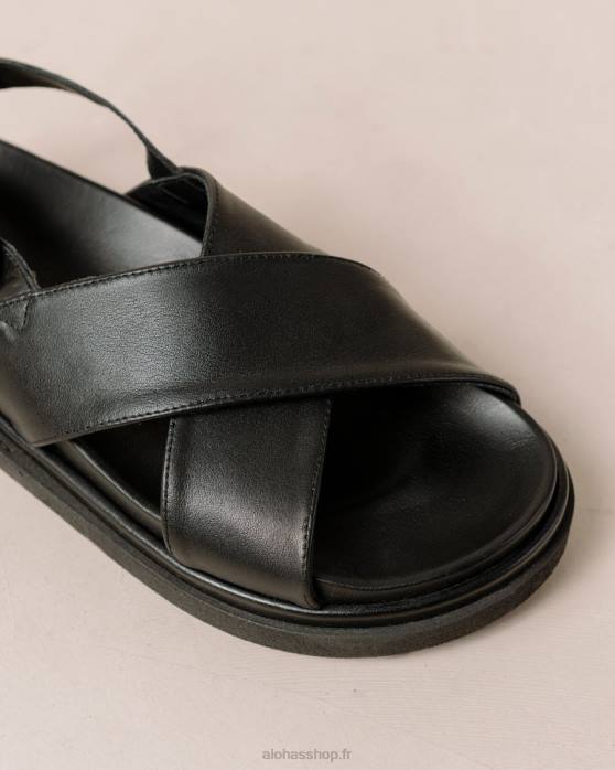 femmes noir total P64N123 Alohas marshmallow - sandales en cuir noir total