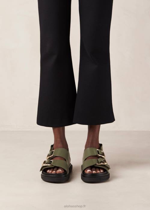 femmes olive poussiéreuse P64N11 Alohas harper - sandales en cuir vert