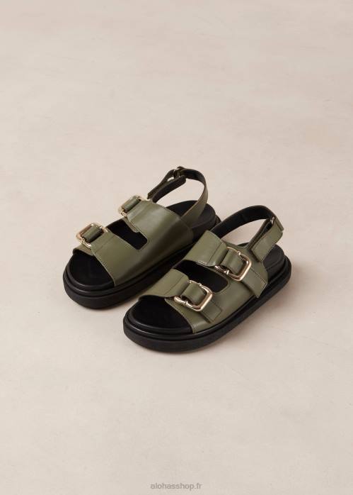femmes olive poussiéreuse P64N11 Alohas harper - sandales en cuir vert