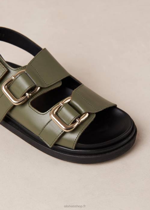 femmes olive poussiéreuse P64N11 Alohas harper - sandales en cuir vert