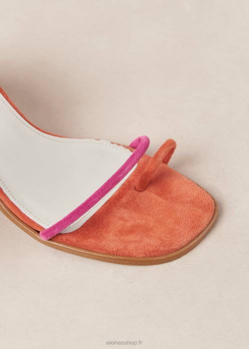 femmes orange magenta P64N18 Alohas grace - sandales en daim rose et orange