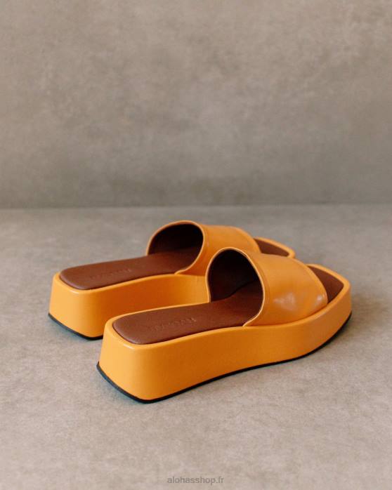 femmes orange épicée P64N403 Alohas janice - sandales en cuir végétalien orange
