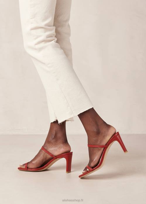 femmes rouge P64N159 Alohas cannes - sandales en cuir rouge