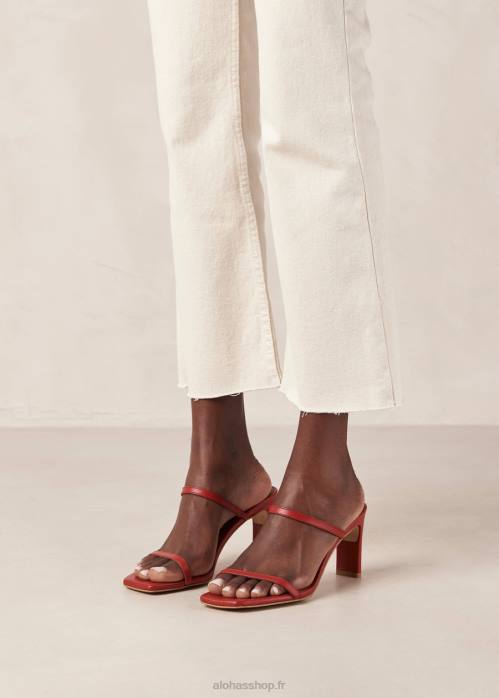 femmes rouge P64N159 Alohas cannes - sandales en cuir rouge