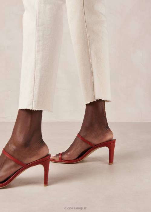 femmes rouge P64N159 Alohas cannes - sandales en cuir rouge