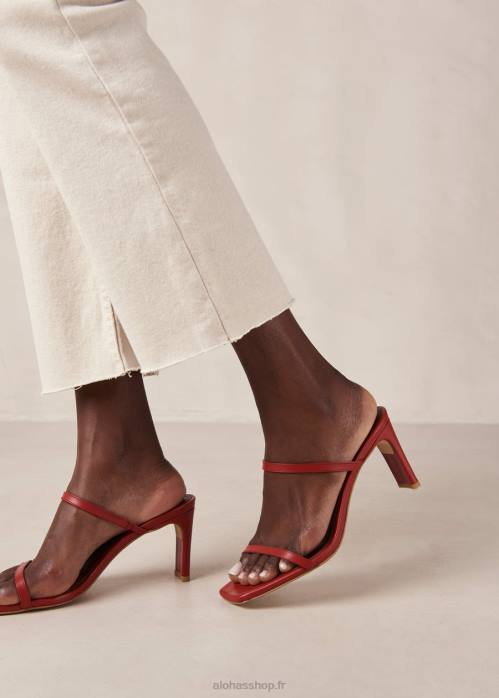 femmes rouge P64N159 Alohas cannes - sandales en cuir rouge