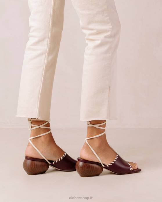 femmes vin de bourgogne P64N373 Alohas minou - sandales en cuir rouge