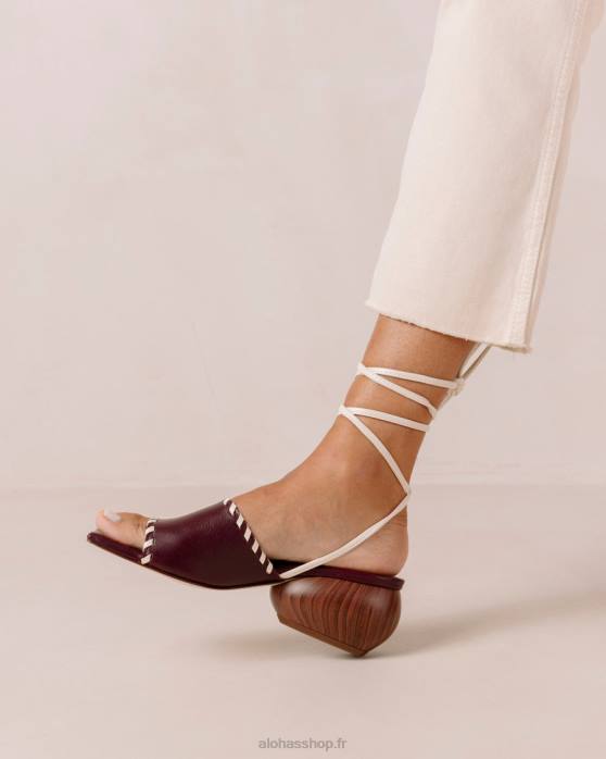 femmes vin de bourgogne P64N373 Alohas minou - sandales en cuir rouge