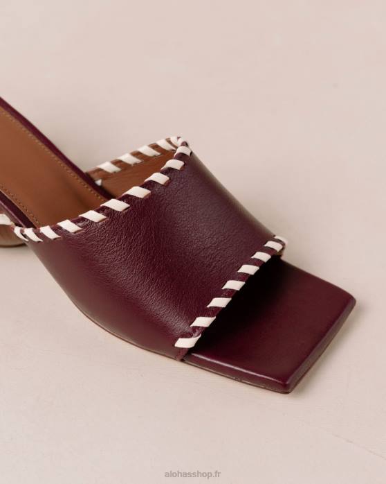 femmes vin de bourgogne P64N373 Alohas minou - sandales en cuir rouge