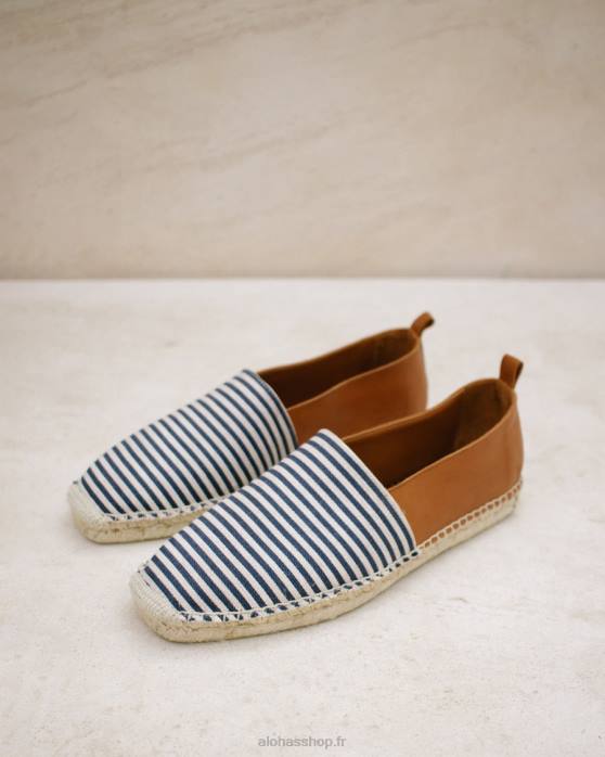 femmesP64N571 Alohas marine - espadrilles en cuir bleu