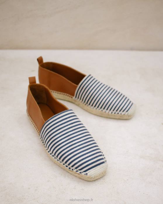 femmesP64N571 Alohas marine - espadrilles en cuir bleu