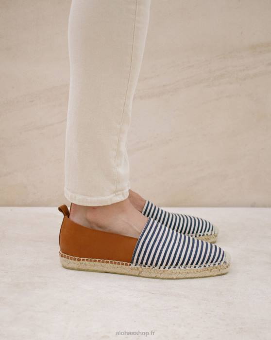 femmesP64N571 Alohas marine - espadrilles en cuir bleu