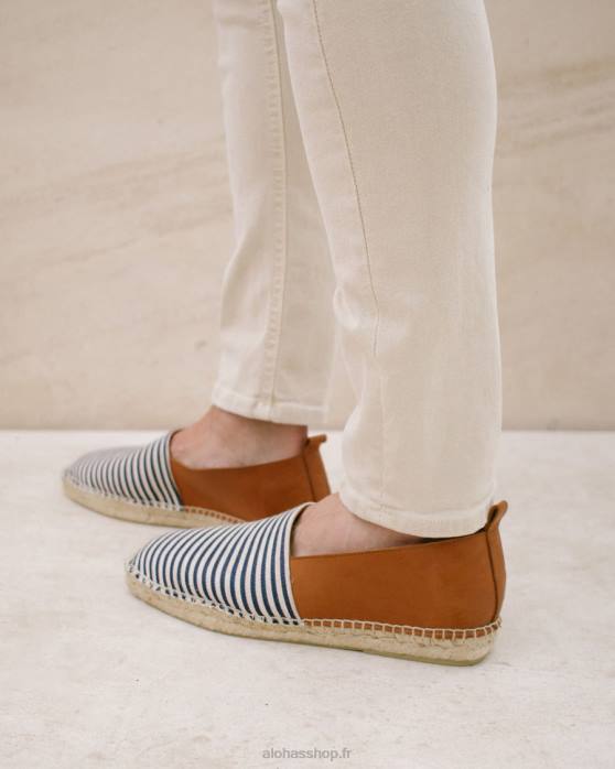 femmesP64N571 Alohas marine - espadrilles en cuir bleu
