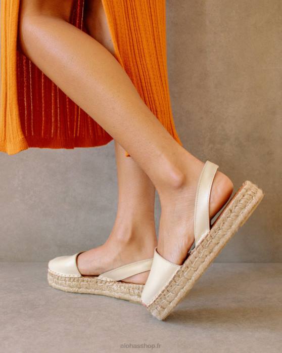 femmes Ivoire P64N410 Alohas ibizas - espadrilles en cuir blanc