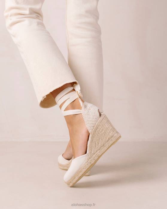 femmes beige blé P64N436 Alohas clara by day - espadrilles en toile blanche