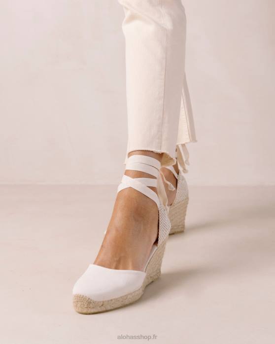femmes beige blé P64N436 Alohas clara by day - espadrilles en toile blanche