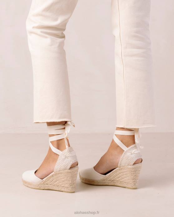 femmes beige blé P64N436 Alohas clara by day - espadrilles en toile blanche