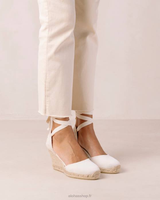 femmes beige blé P64N436 Alohas clara by day - espadrilles en toile blanche