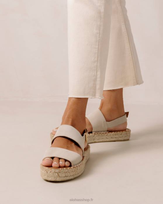 femmes camel double sangle P64N325 Alohas double bride - espadrilles en daim beige