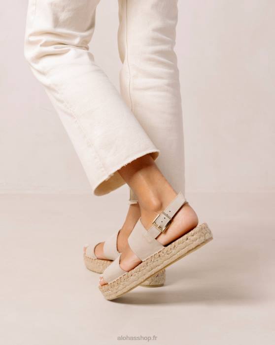 femmes camel double sangle P64N325 Alohas double bride - espadrilles en daim beige
